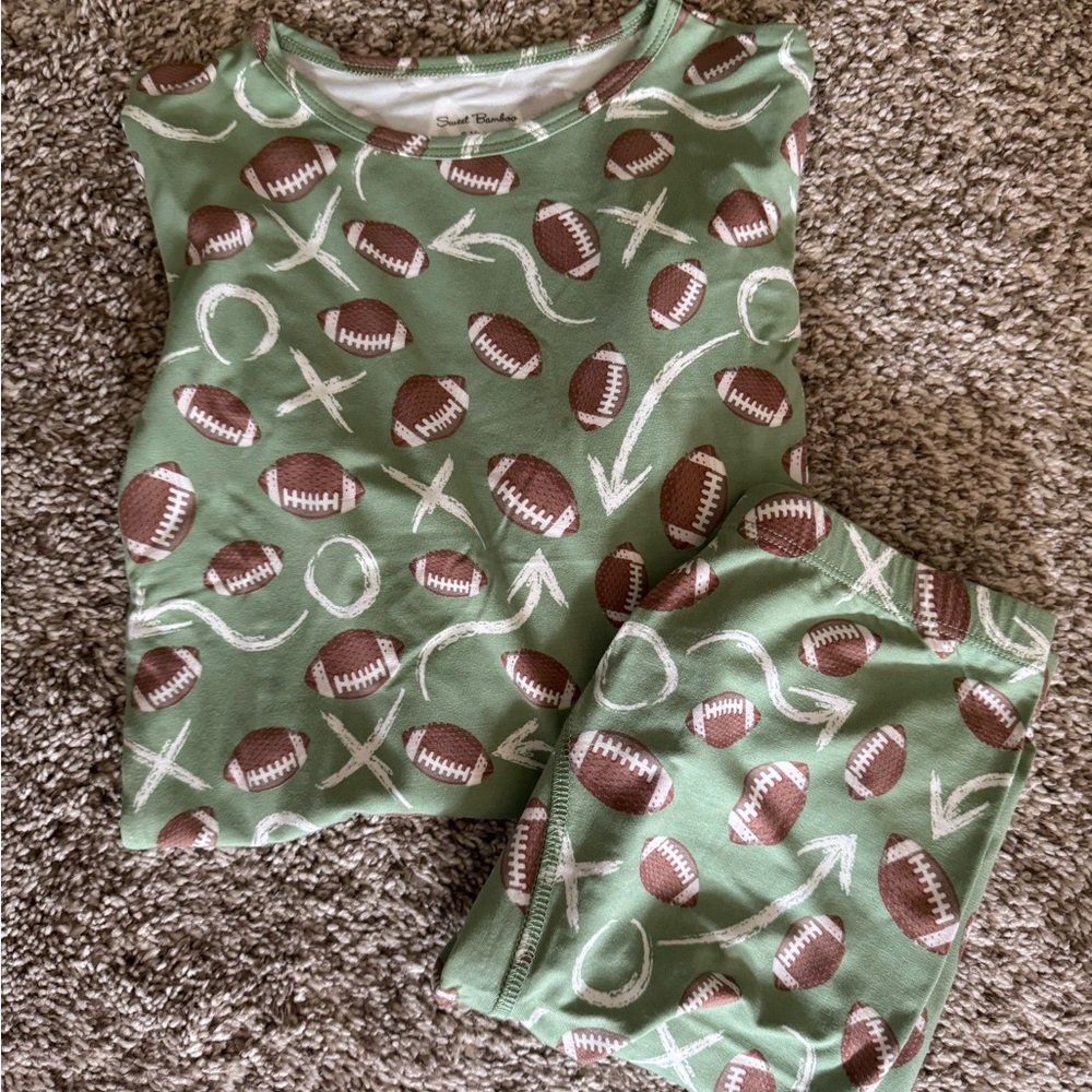 Sweet Bamboo Kids Green Football Pajama Set